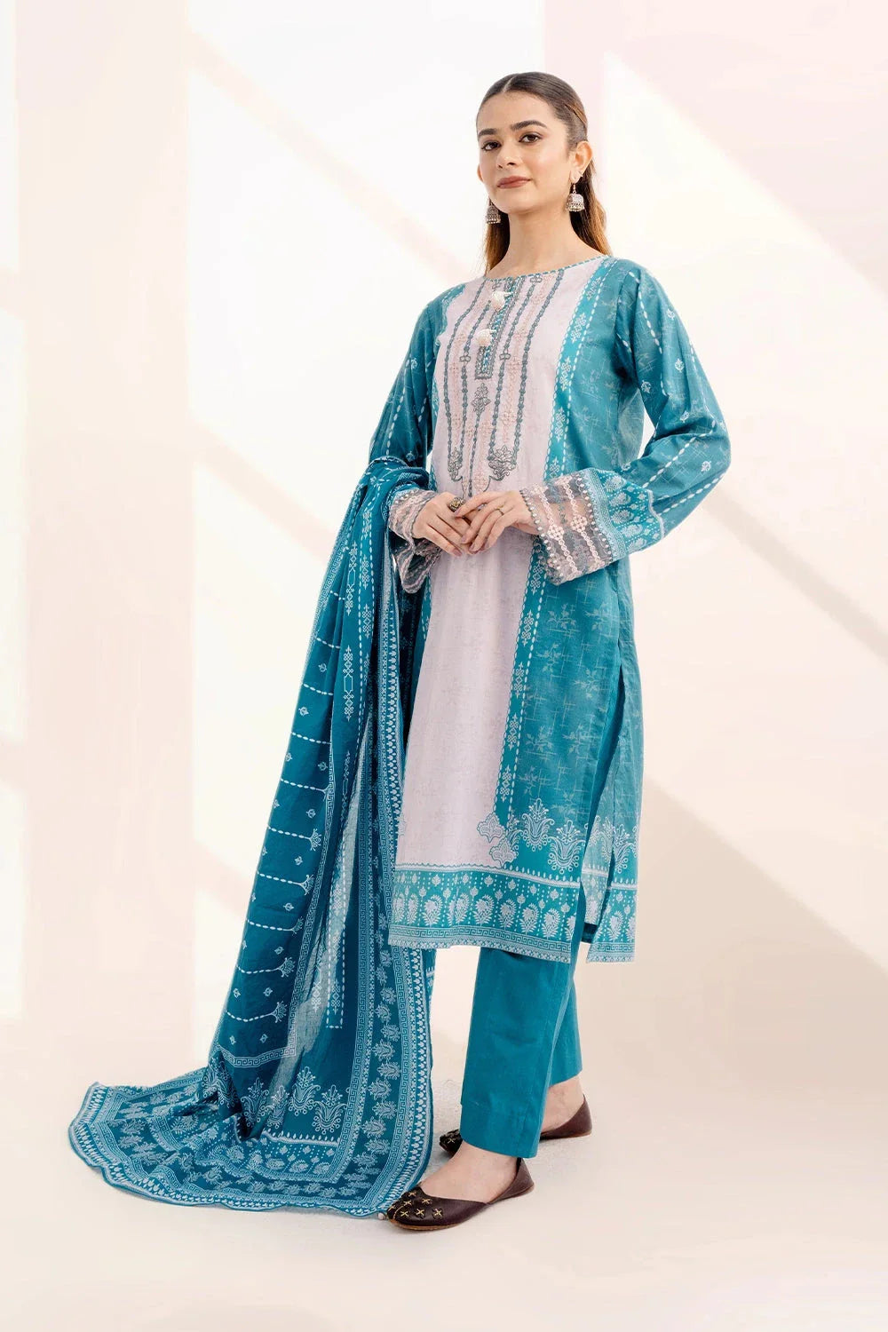 3PC Embroidered Unstitched Lawn Suit KL-3319 Embroidered KHAS STORES 