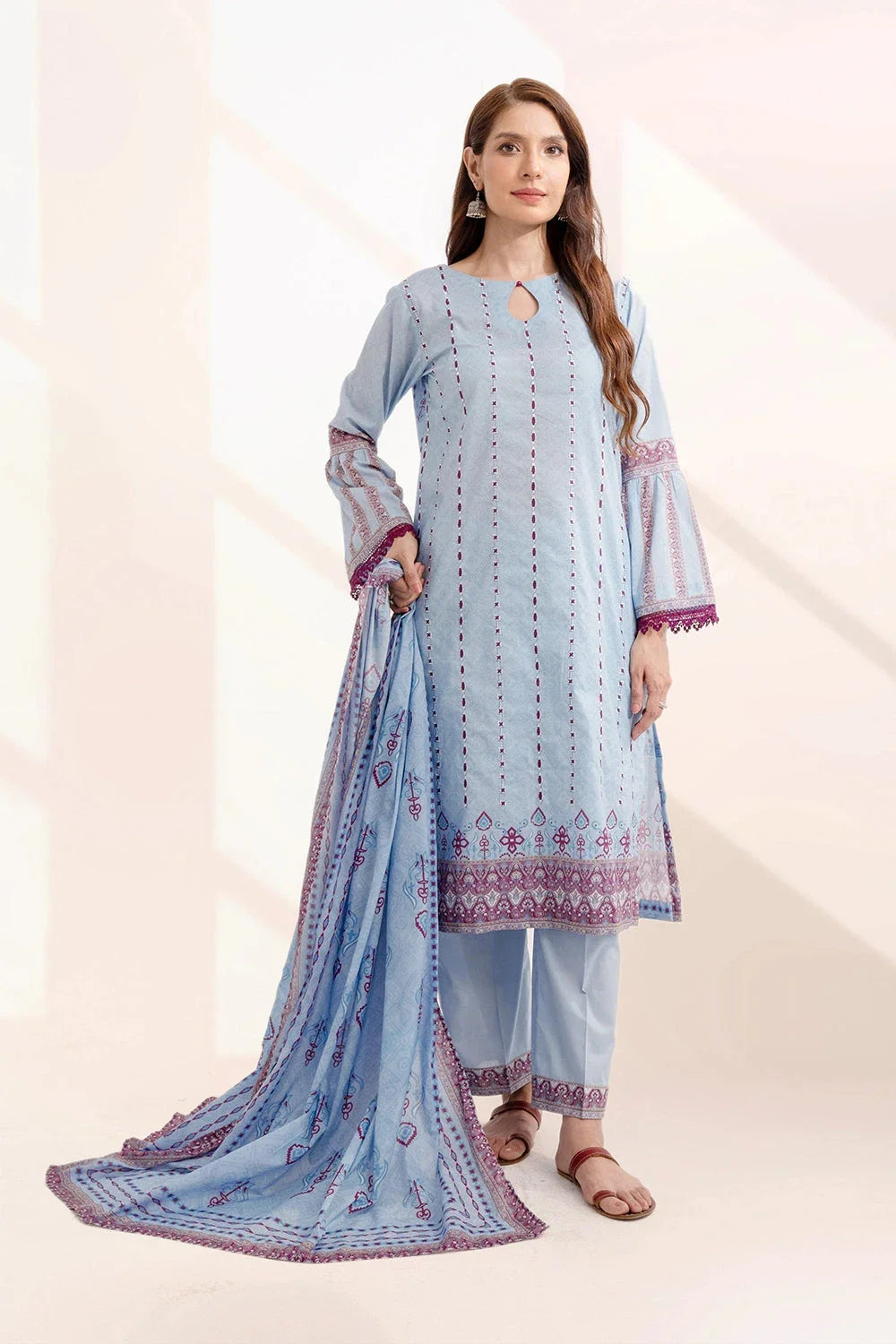 3PC Embroidered Unstitched Lawn Suit KL-3320 Embroidered KHAS STORES 