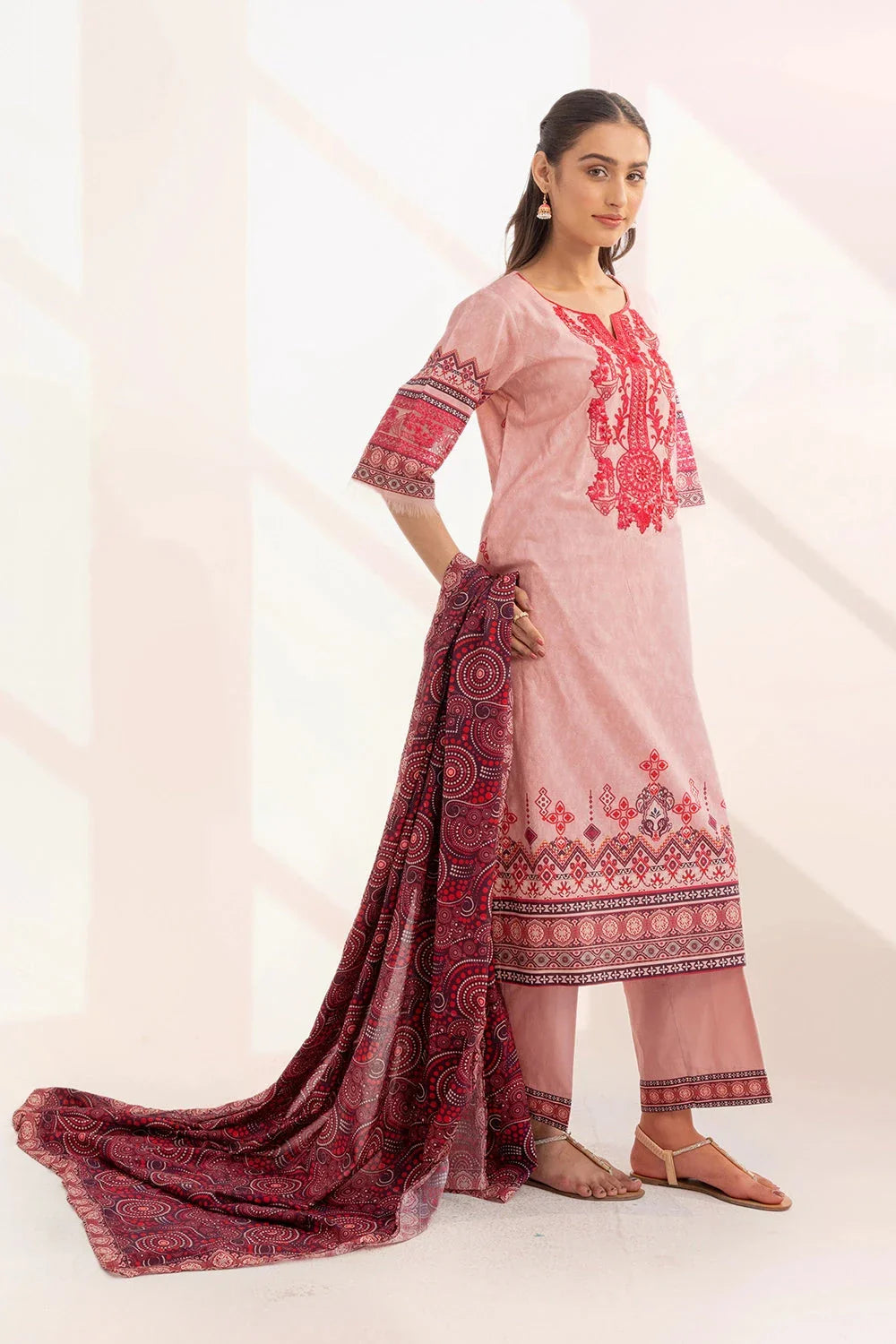 3PC Embroidered Unstitched Lawn Suit KL-3321 Embroidered KHAS STORES 