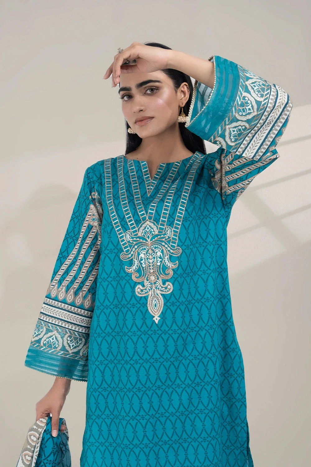 3PC Embroidered Unstitched Lawn Suit KL-3322 Embroidered KHAS STORES 