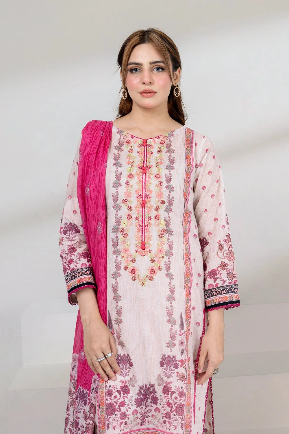 3PC Embroidered Unstitched Lawn Suit KL-3424 Embroidered KHAS STORES 