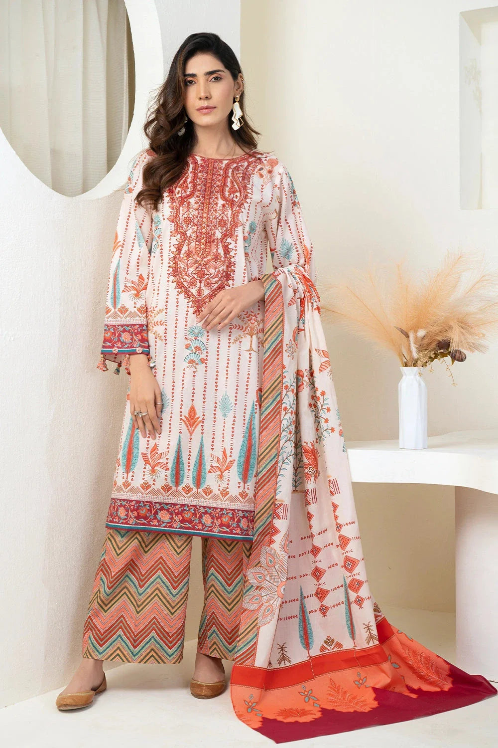 3PC Embroidered Unstitched Lawn Suit KL-3426 Embroidered KHAS STORES 