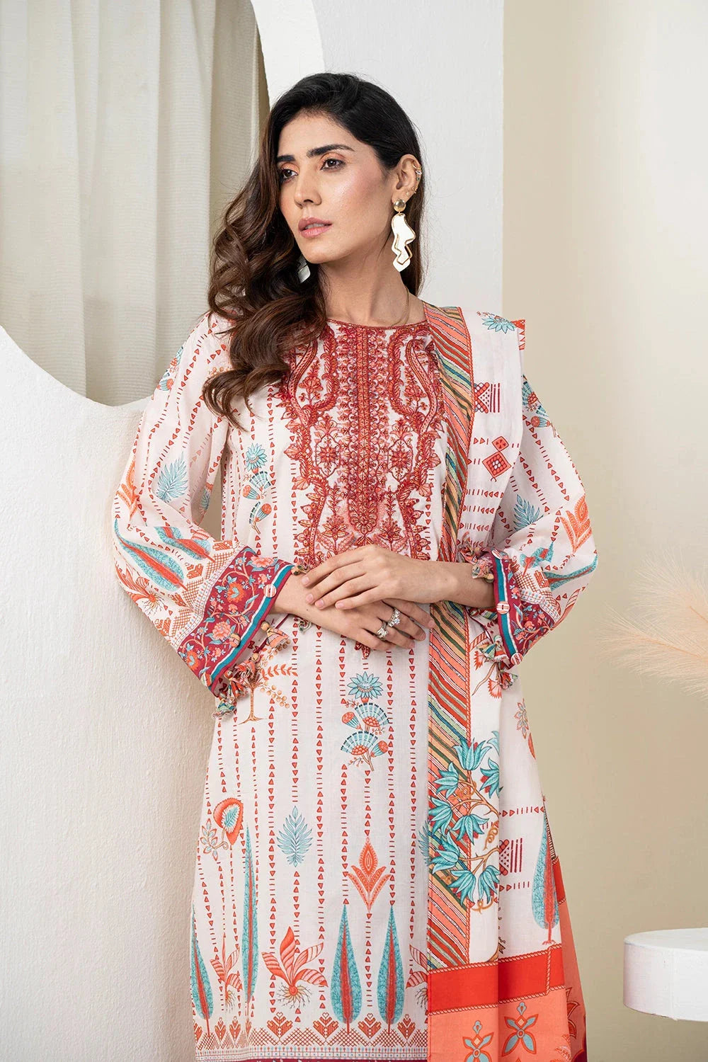 3PC Embroidered Unstitched Lawn Suit KL-3426 Embroidered KHAS STORES 
