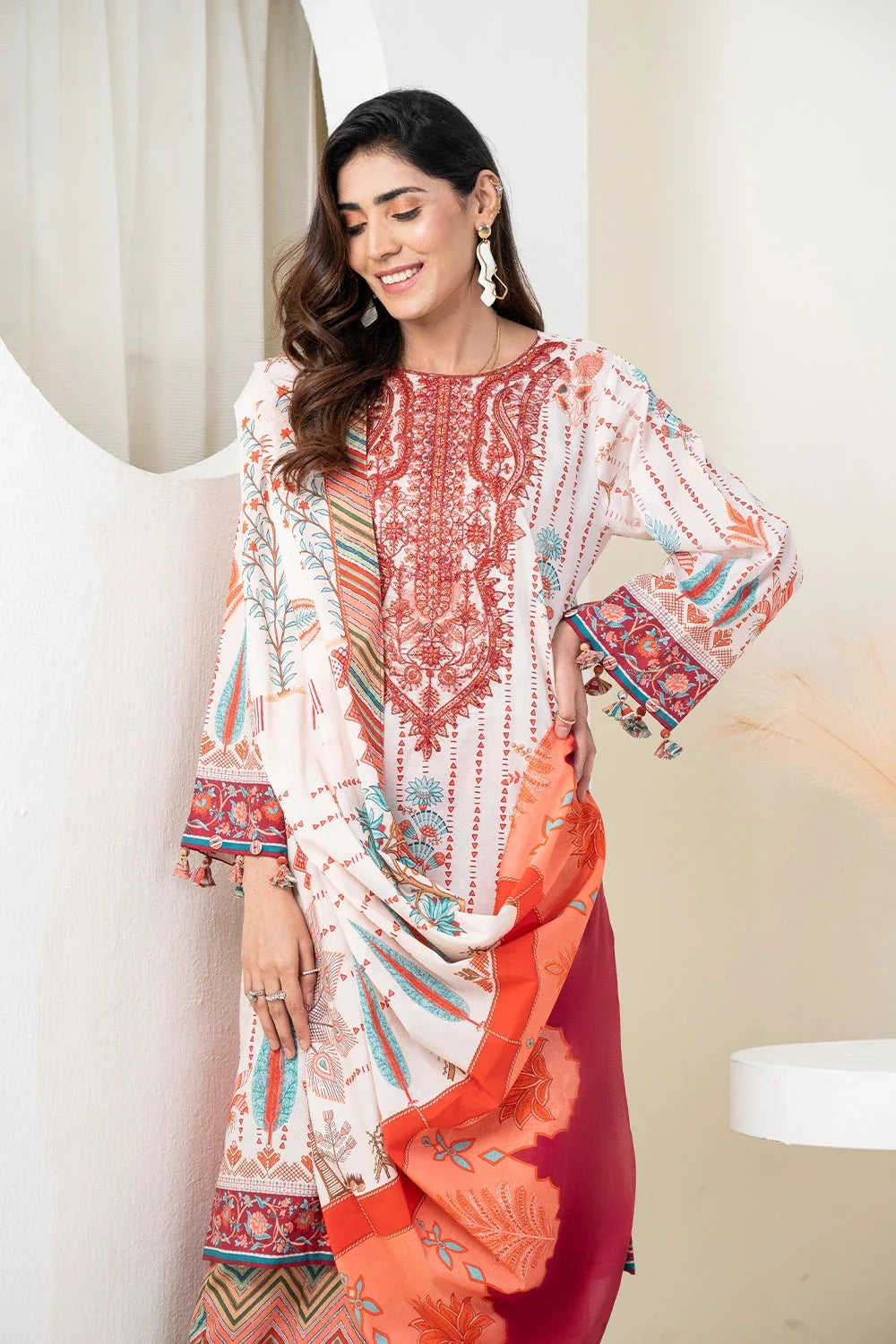 3PC Embroidered Unstitched Lawn Suit KL-3426 Embroidered KHAS STORES 