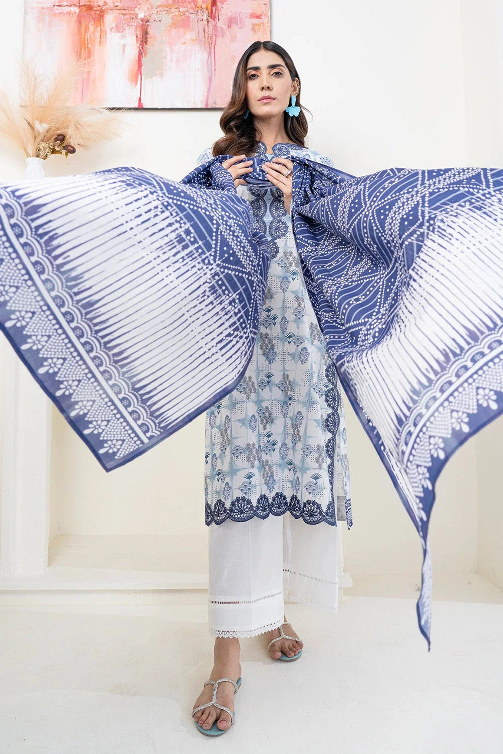 3PC Embroidered Unstitched Lawn Suit KL-3427 Embroidered KHAS STORES 