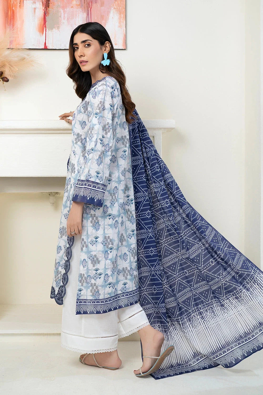 3PC Embroidered Unstitched Lawn Suit KL-3427 Embroidered KHAS STORES 