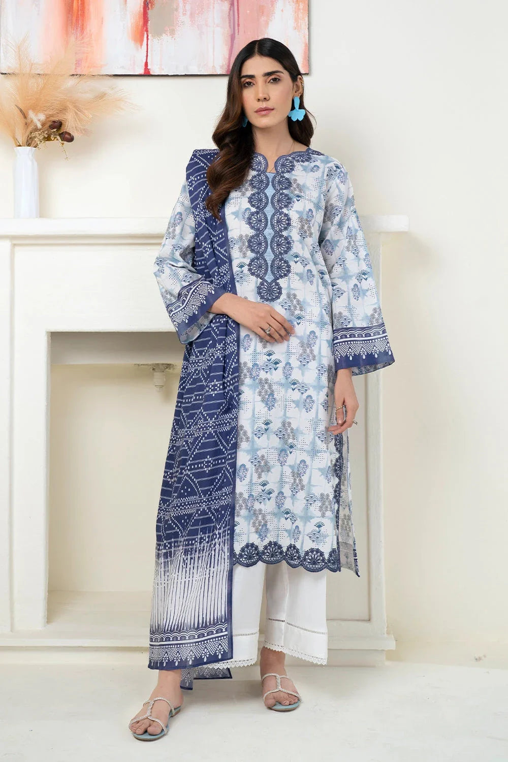 3PC Embroidered Unstitched Lawn Suit KL-3427 Embroidered KHAS STORES 