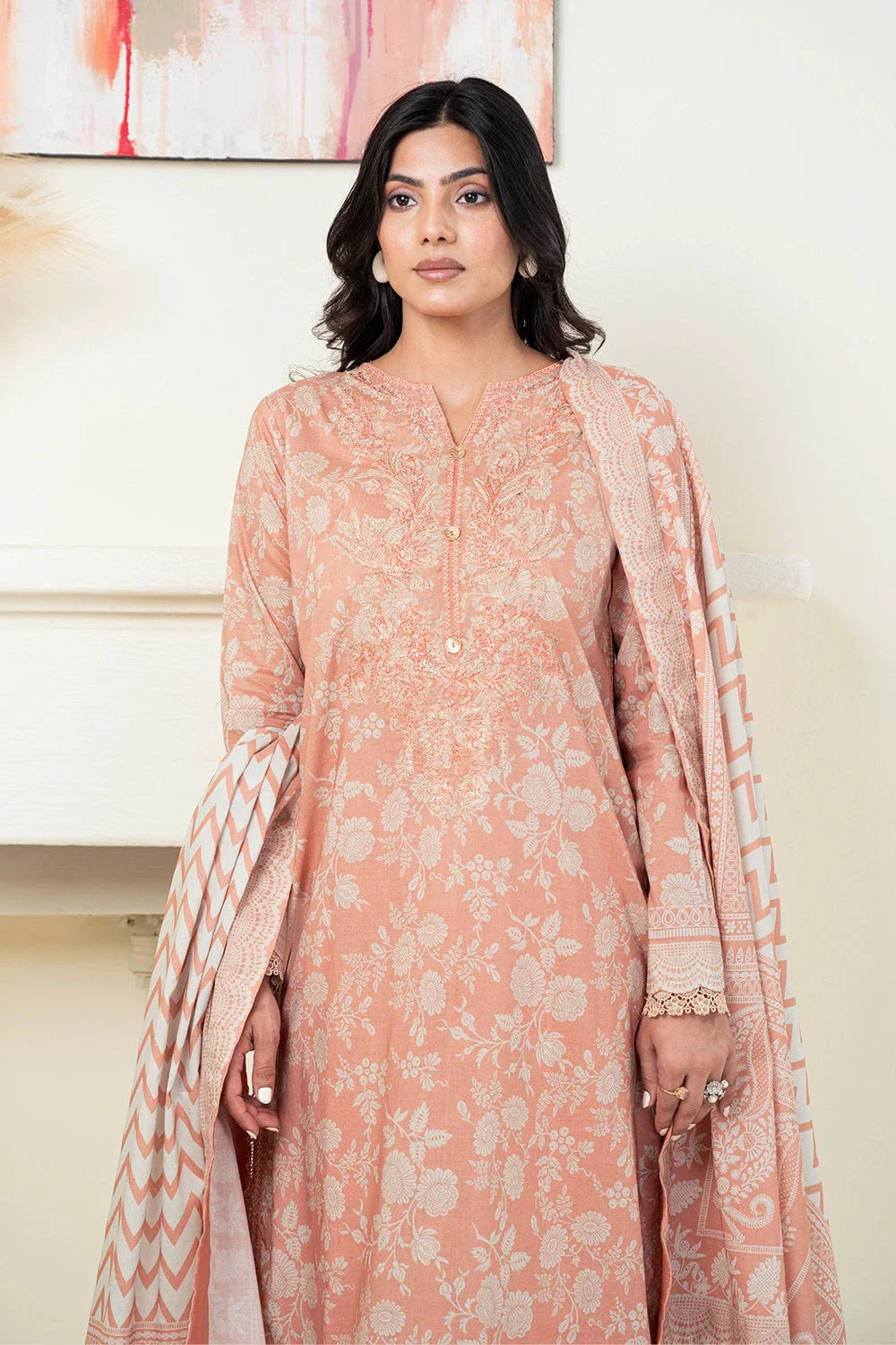 3PC Embroidered Unstitched Lawn Suit KL-3428 Embroidered KHAS STORES 
