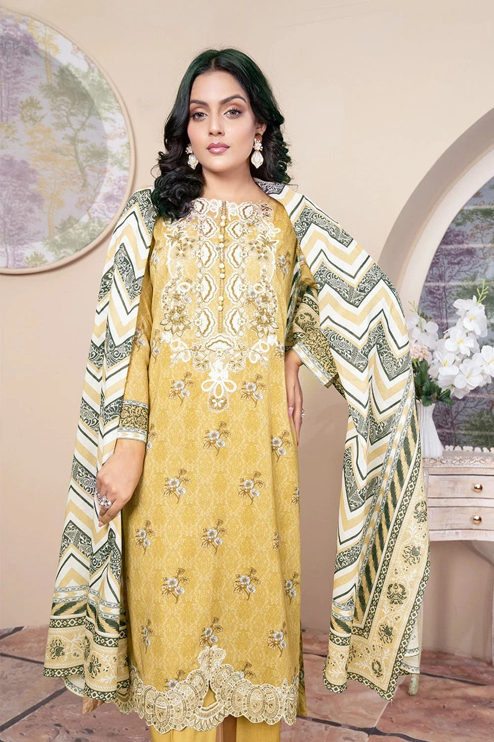 3PC Embroidered Unstitched Lawn Suit KL-3429 Embroidered KHAS STORES 