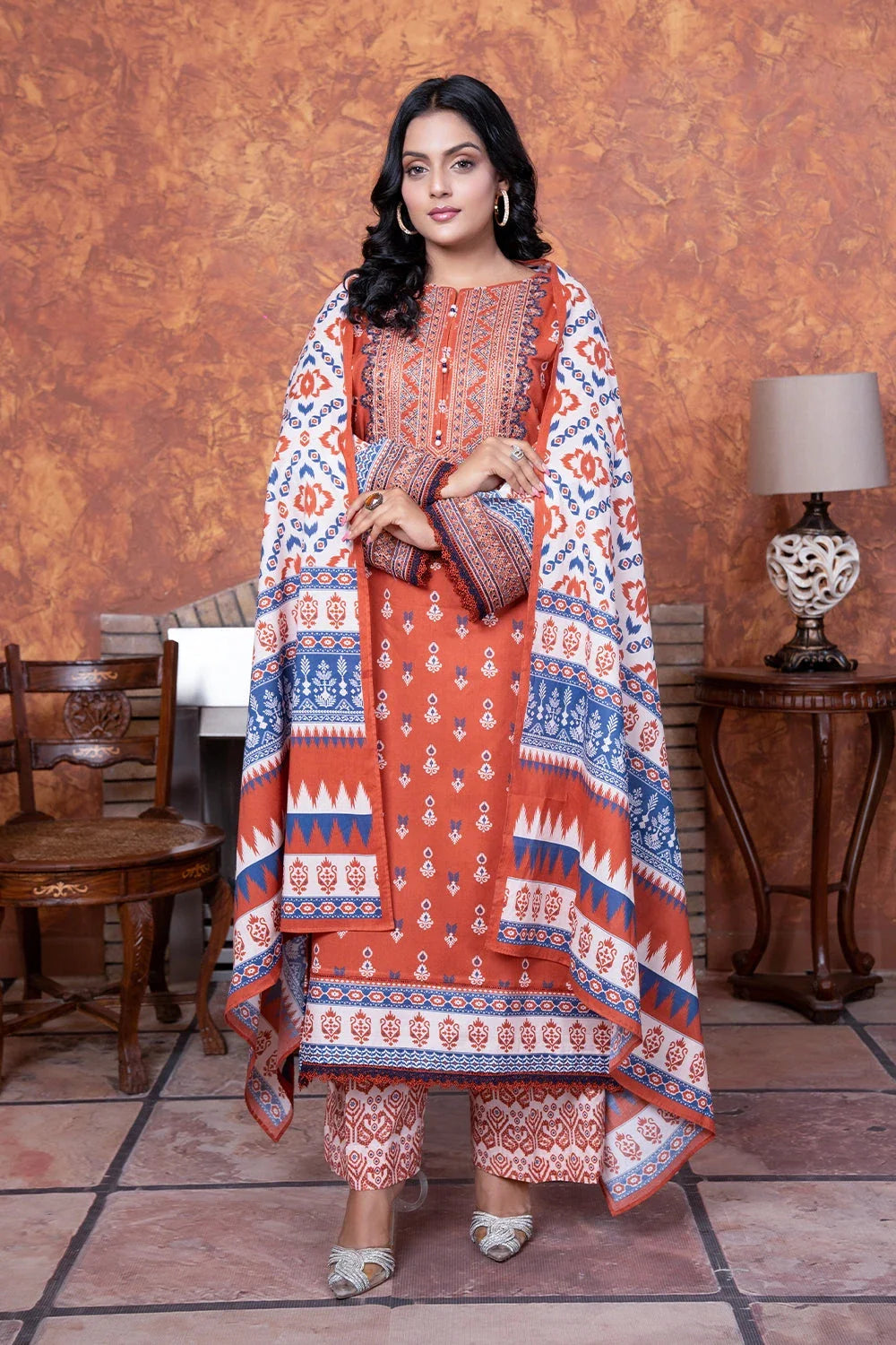 3PC Embroidered Unstitched Lawn Suit KL-3432 Embroidered KHAS STORES 