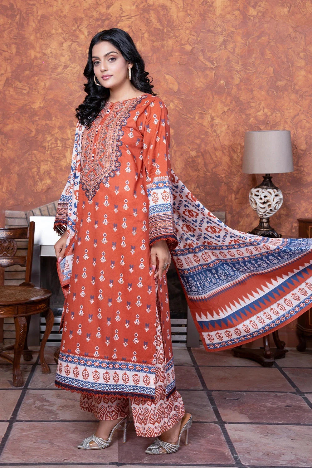 3PC Embroidered Unstitched Lawn Suit KL-3432 Embroidered KHAS STORES 