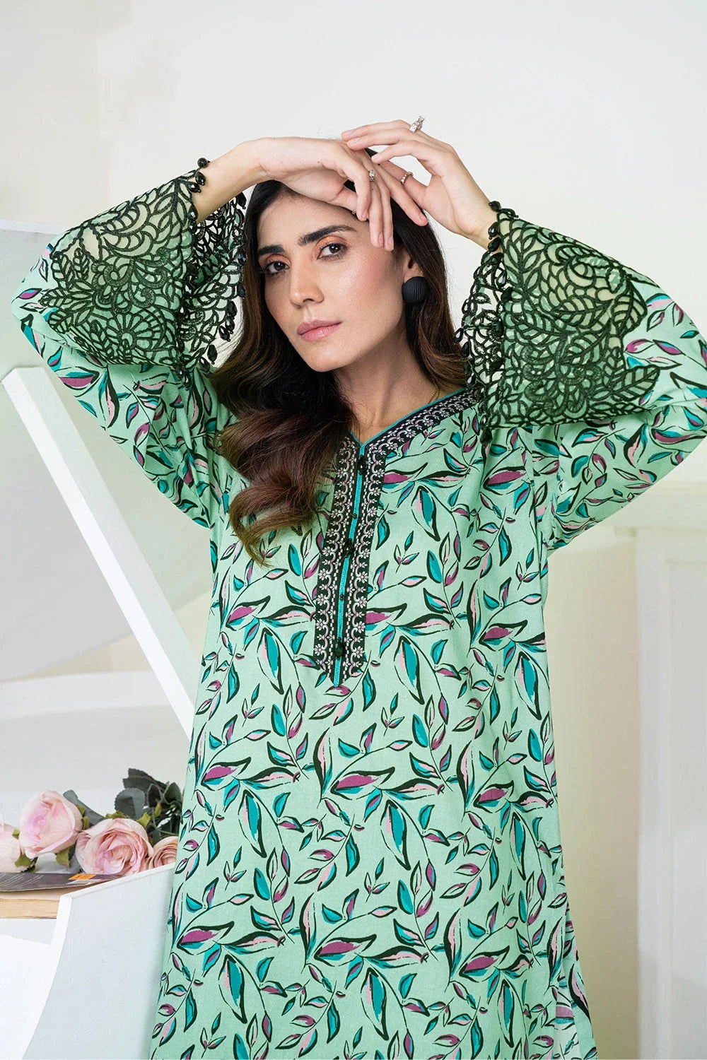 3PC Embroidered Unstitched Lawn Suit KL-3433 Embroidered KHAS STORES 