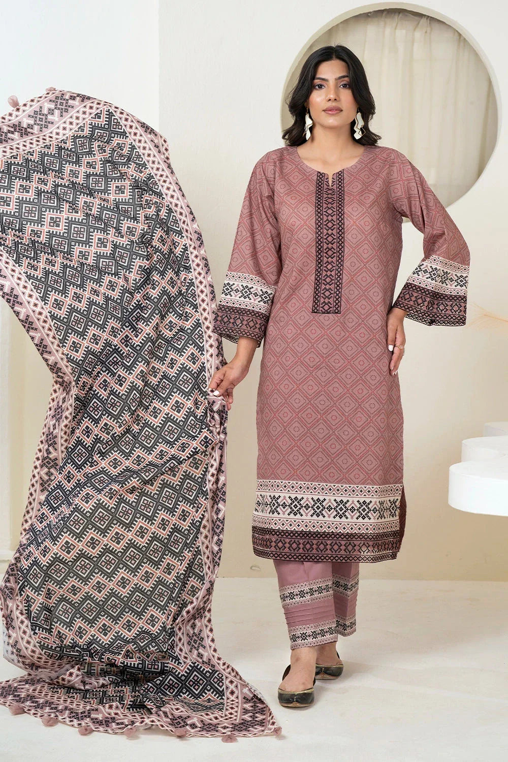 3PC Embroidered Unstitched Lawn Suit KL-3494 Embroidered KHAS STORES 