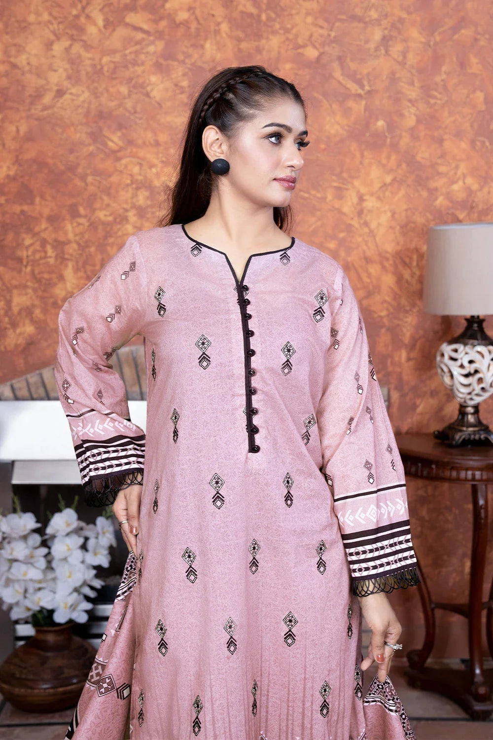 3PC Embroidered Unstitched Lawn Suit KL-3495 Embroidered KHAS STORES 