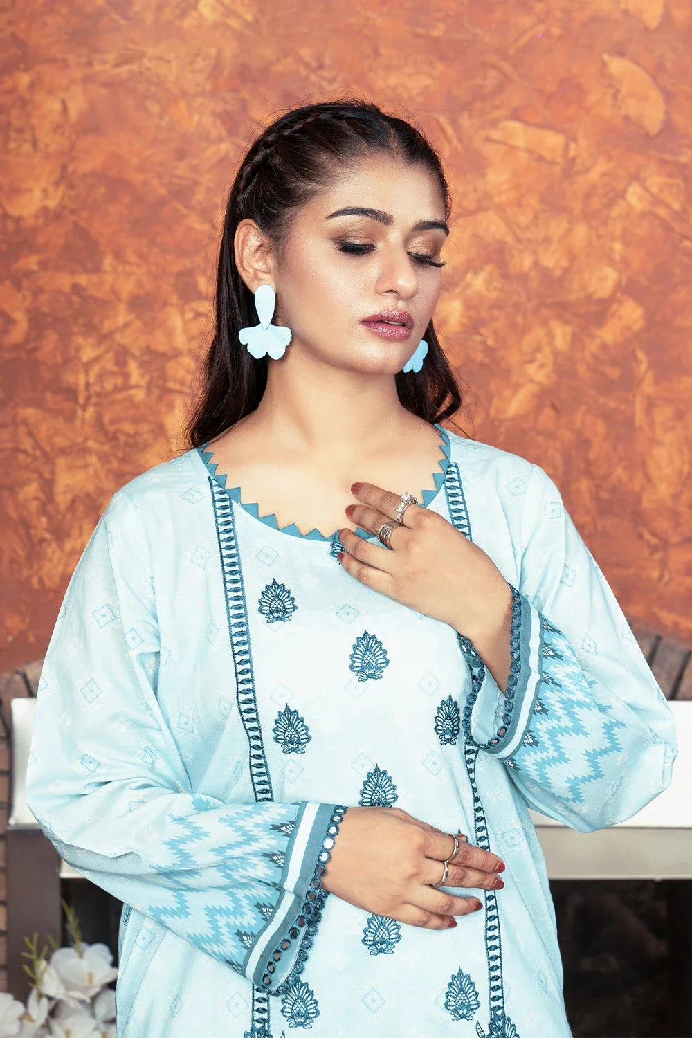 3PC Embroidered Unstitched Lawn Suit KL-3496 Embroidered KHAS STORES 