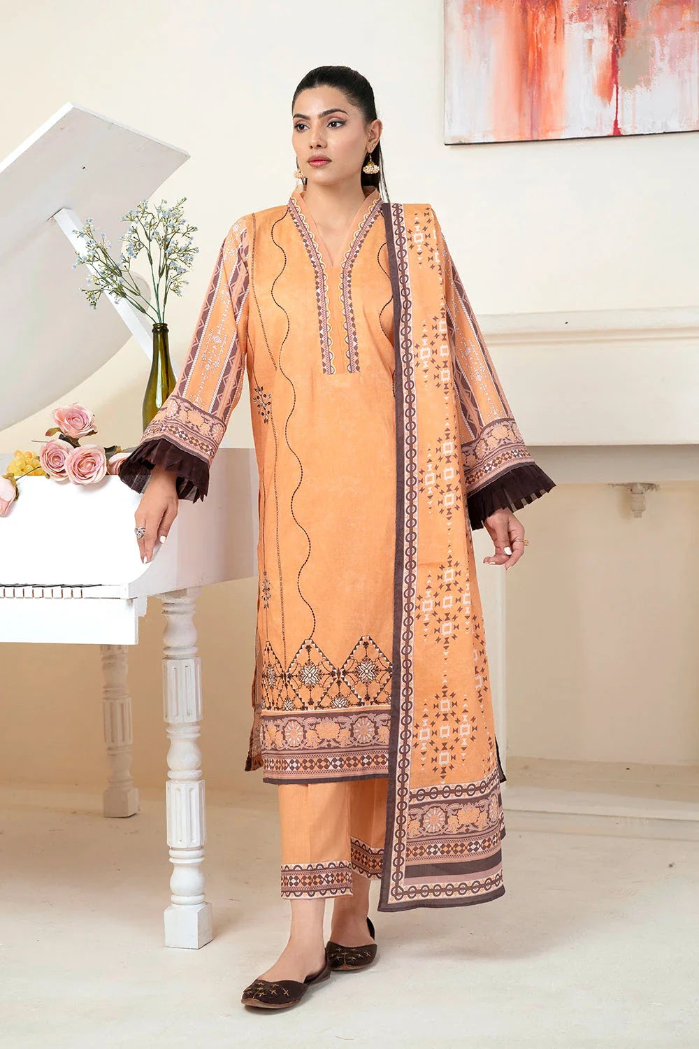 3PC Embroidered Unstitched Lawn Suit KL-3497 Embroidered KHAS STORES 