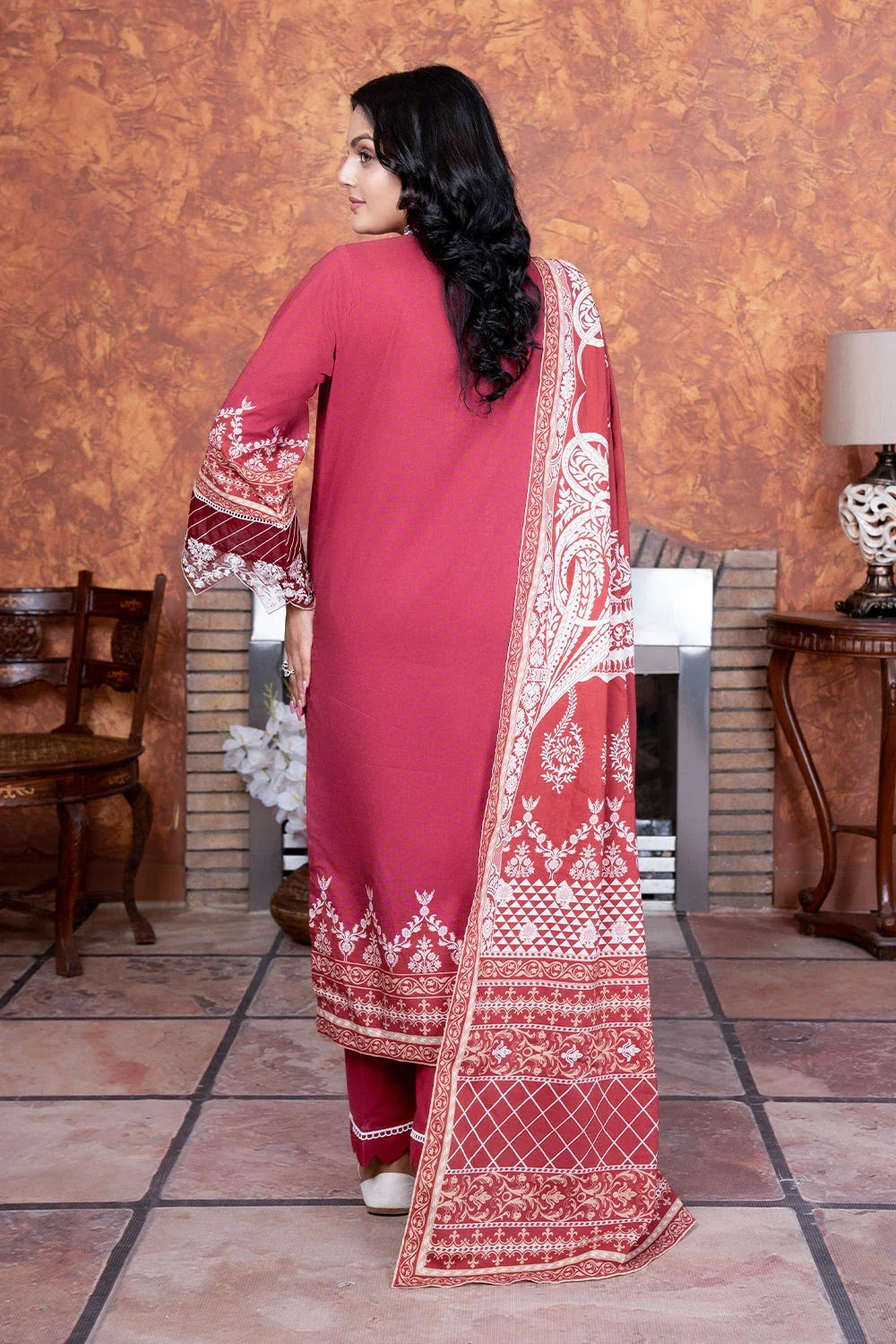 3PC Embroidered Unstitched Lawn Suit KL-3499 Embroidered KHAS STORES 