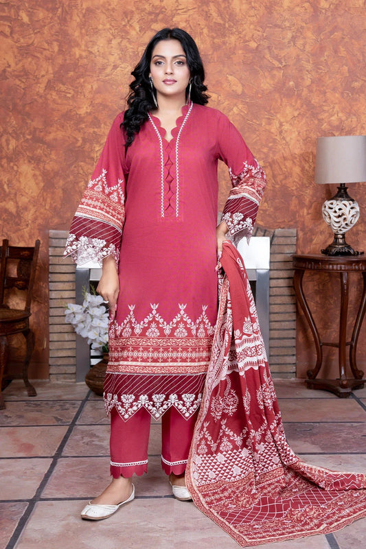 3PC Embroidered Unstitched Lawn Suit KL-3499 Embroidered KHAS STORES 