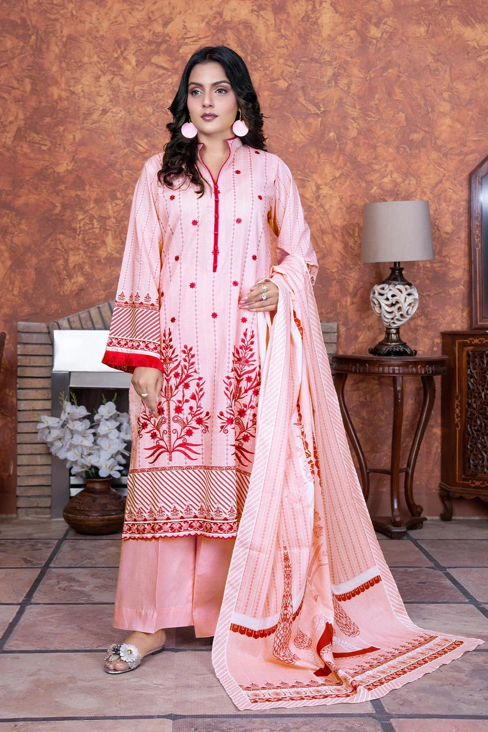 3PC Embroidered Unstitched Lawn Suit KL-3500 Embroidered KHAS STORES 