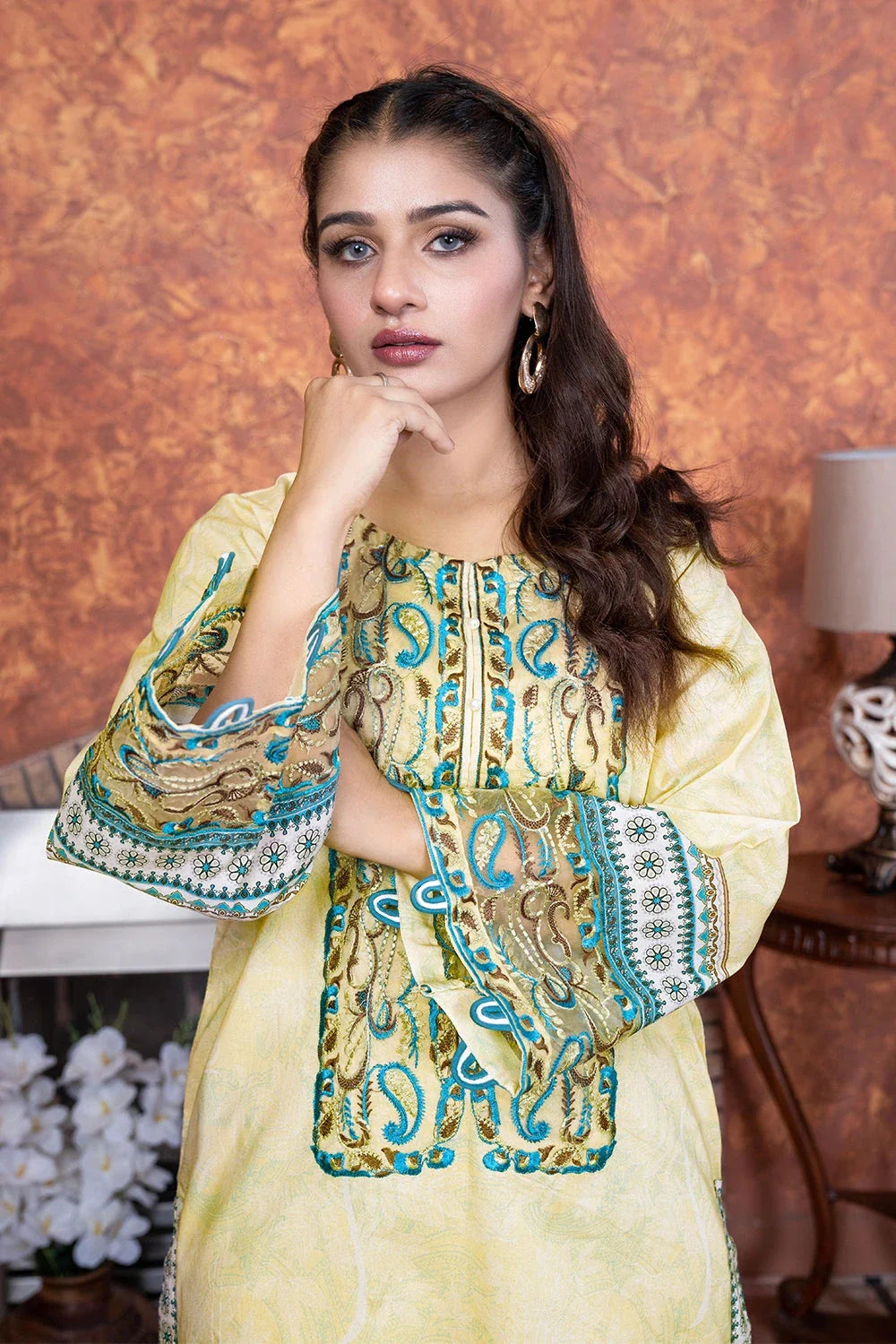 3PC Embroidered Unstitched Lawn Suit KL-3501 Embroidered KHAS STORES 