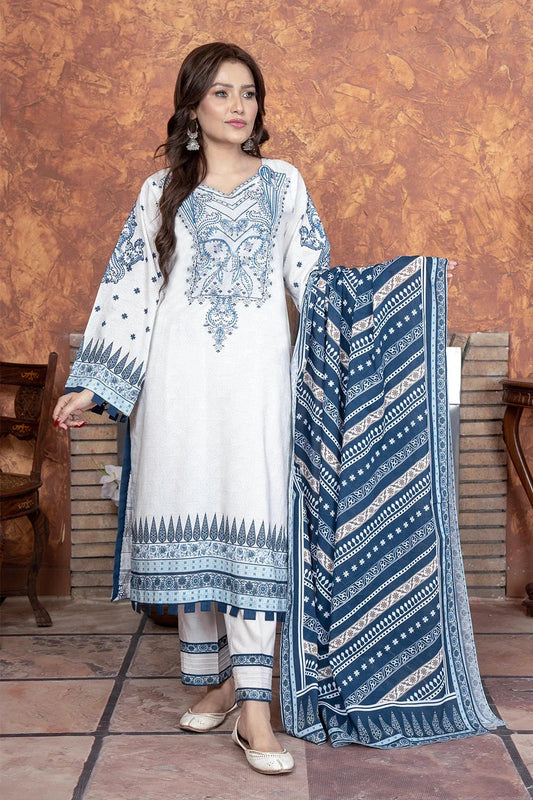 3PC Embroidered Unstitched Lawn Suit KL-3503 Embroidered KHAS STORES 