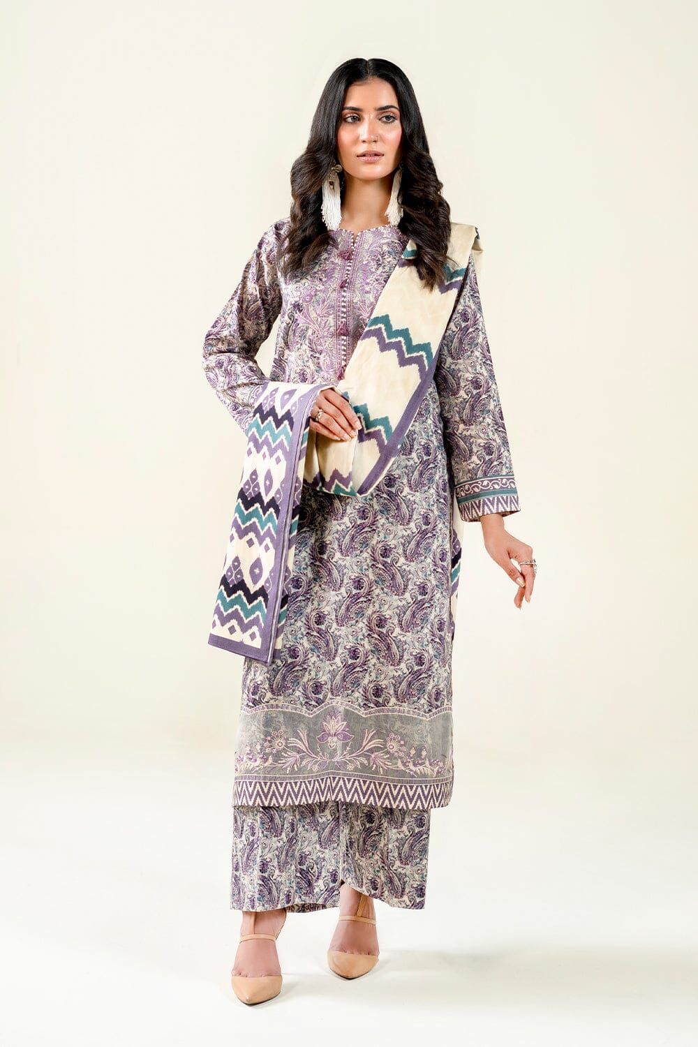 3PC Embroidered Unstitched Lawn Suit | KL-3764 Embroidered KHAS STORES 