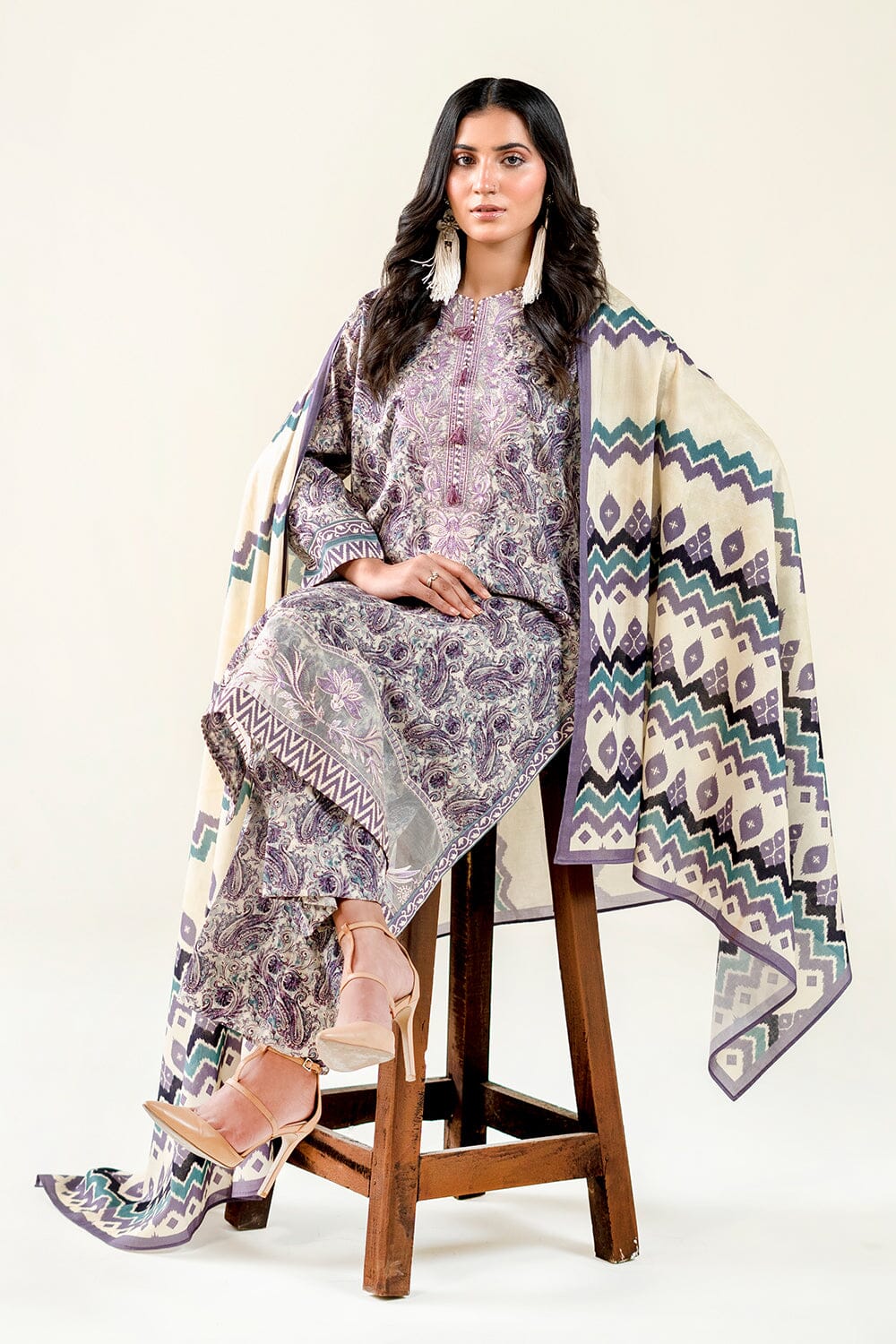 3PC Embroidered Unstitched Lawn Suit | KL-3764 Embroidered KHAS STORES 