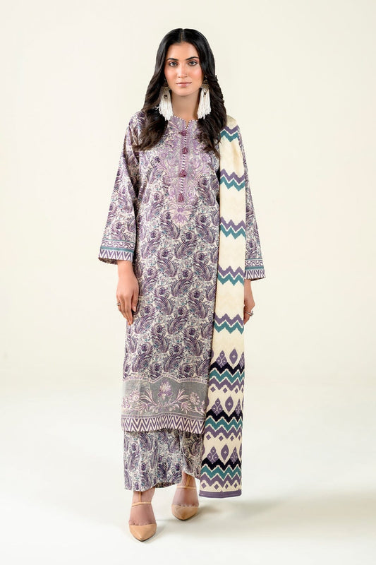 3PC Embroidered Unstitched Lawn Suit | KL-3764 Embroidered KHAS STORES 