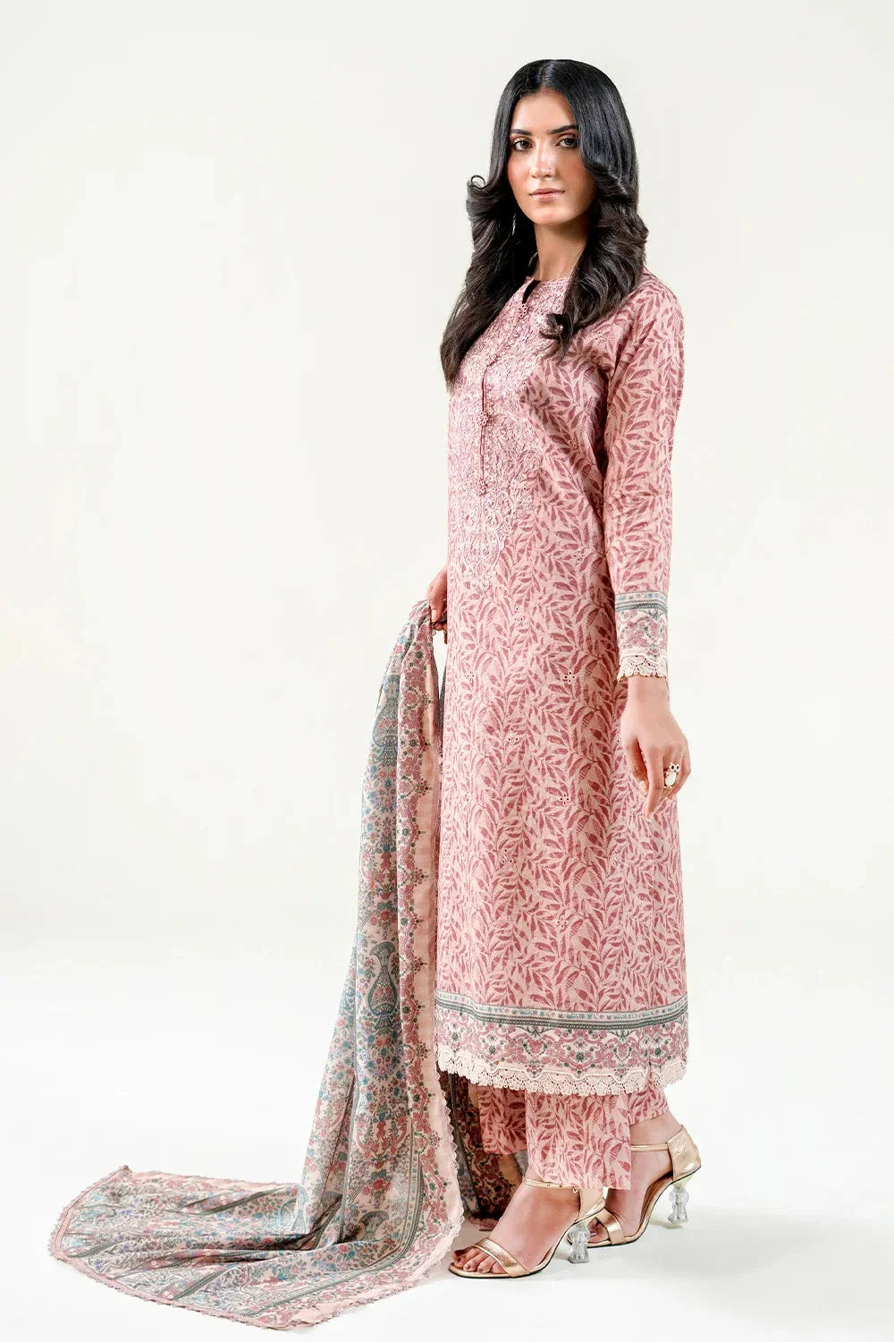 3PC Embroidered Unstitched Lawn Suit | KL-3765 Embroidered KHAS STORES 
