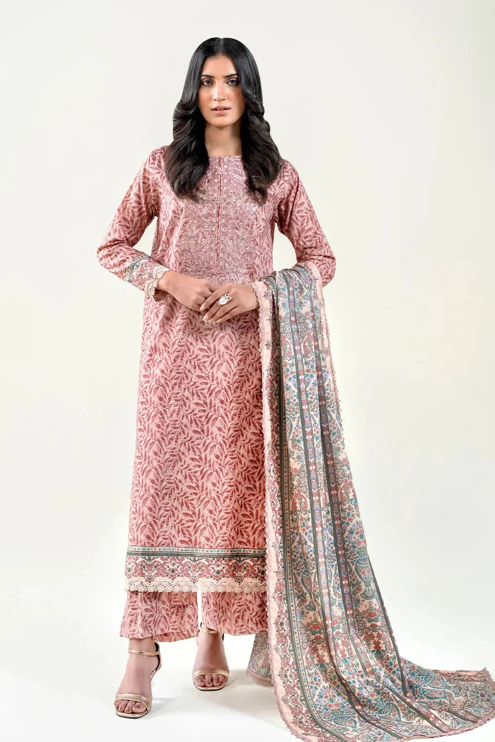 3PC Embroidered Unstitched Lawn Suit | KL-3765 Embroidered KHAS STORES 
