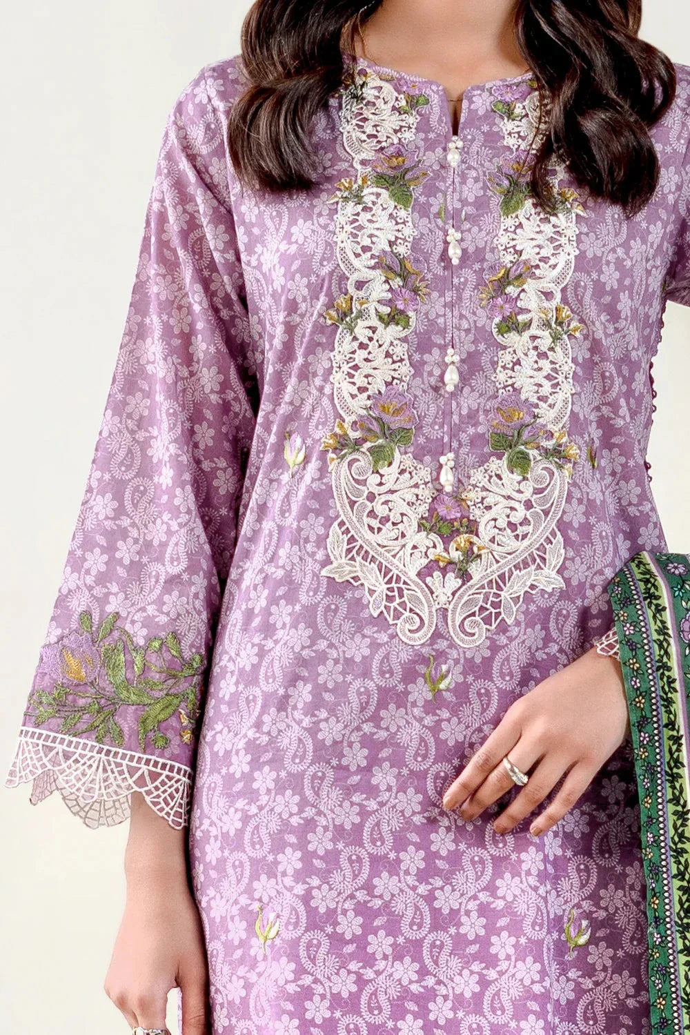 3PC Embroidered Unstitched Lawn Suit | KL-3766 Embroidered KHAS STORES 