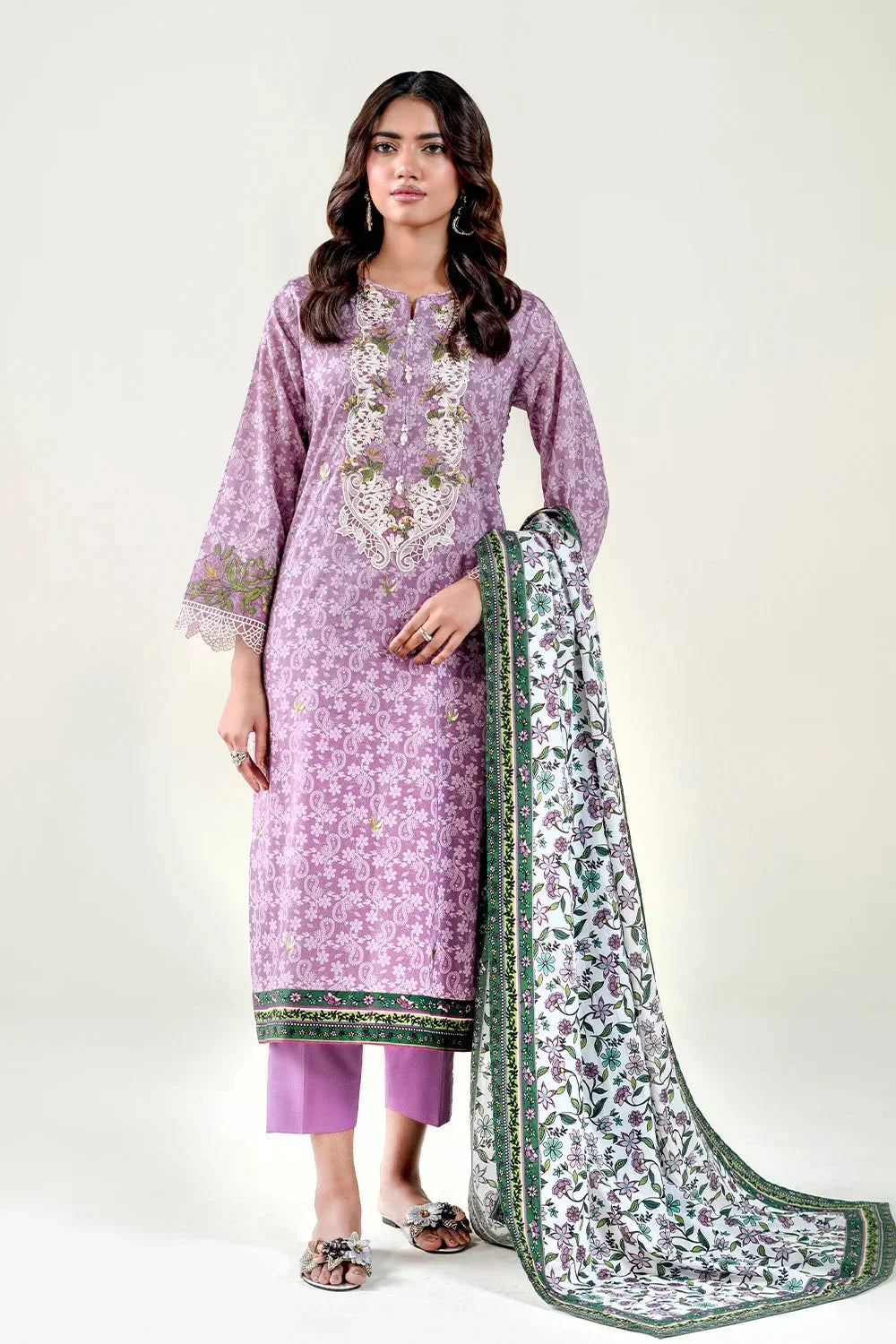 3PC Embroidered Unstitched Lawn Suit | KL-3766 Embroidered KHAS STORES 