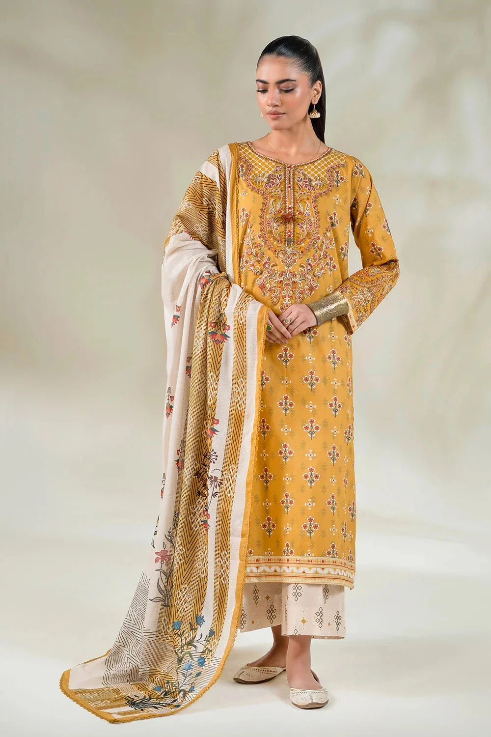 3PC Embroidered Unstitched Lawn Suit | KL-3767 Embroidered KHAS STORES 