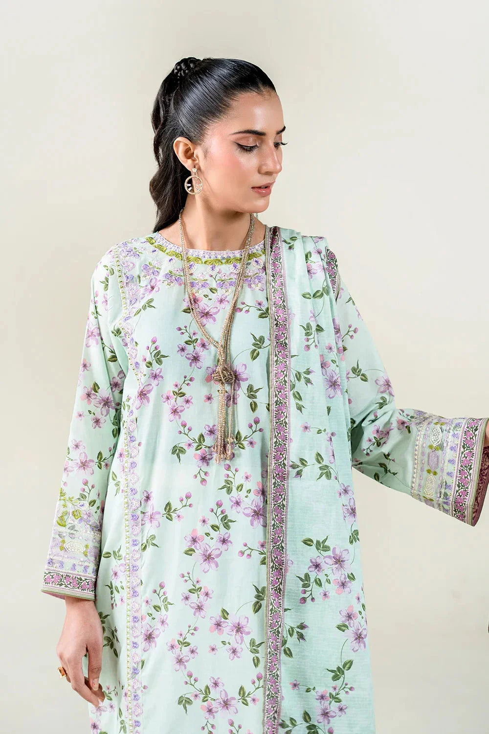 3PC Embroidered Unstitched Lawn Suit | KL-3771 Embroidered KHAS STORES 