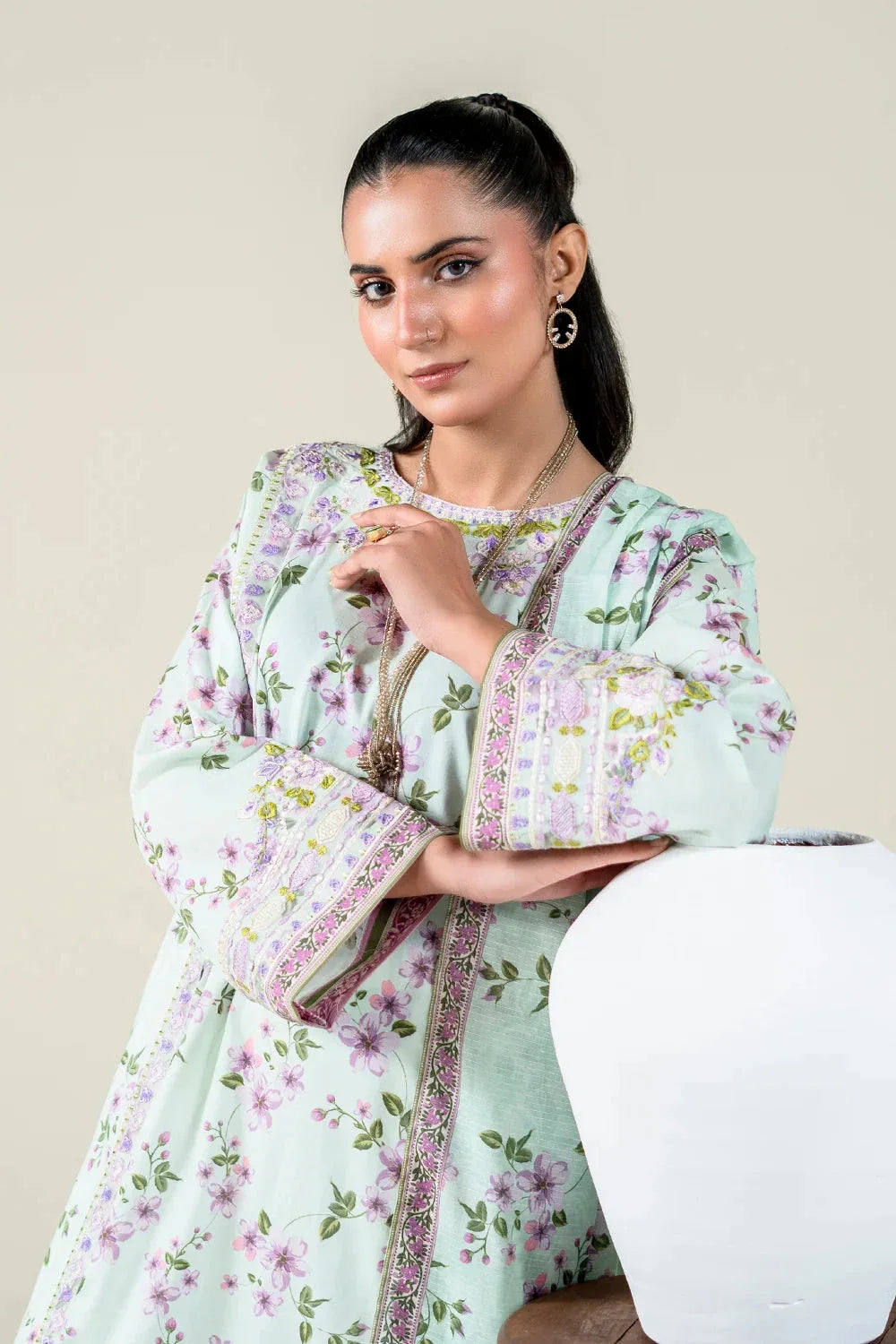 3PC Embroidered Unstitched Lawn Suit | KL-3771 Embroidered KHAS STORES 
