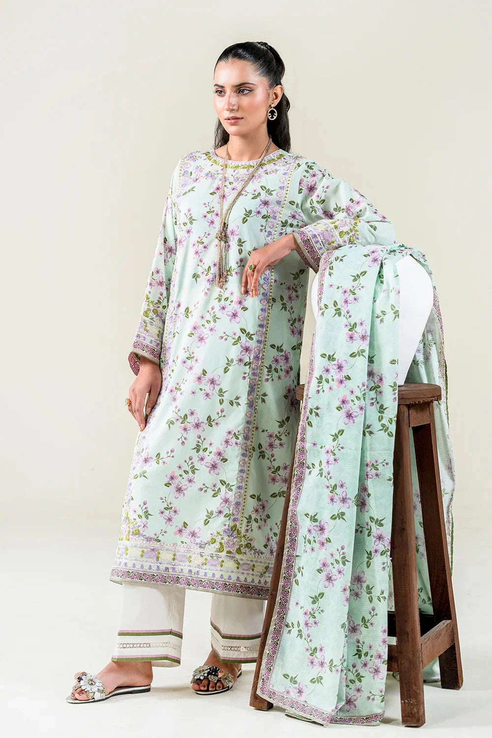 3PC Embroidered Unstitched Lawn Suit | KL-3771 Embroidered KHAS STORES 