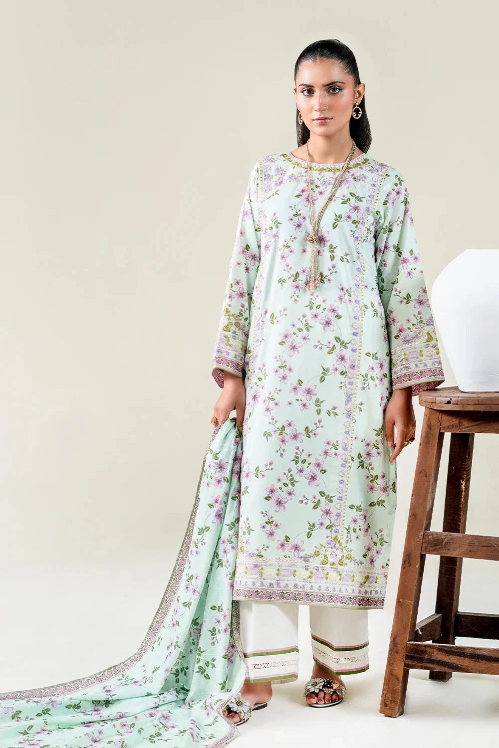 3PC Embroidered Unstitched Lawn Suit | KL-3771 Embroidered KHAS STORES 