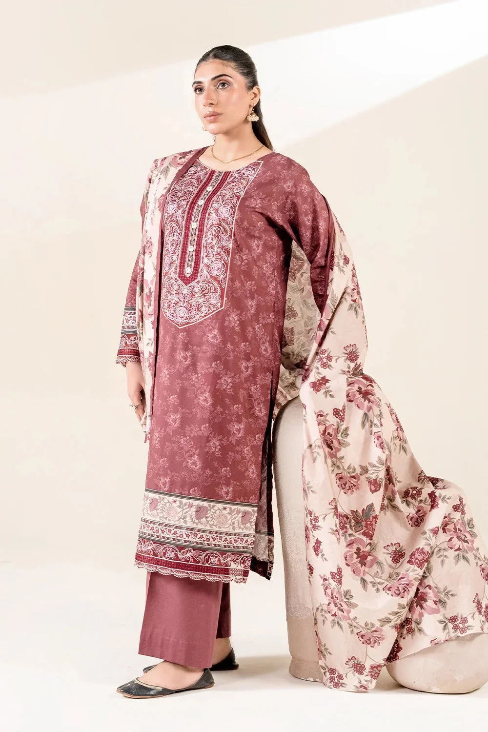3PC Embroidered Unstitched Lawn Suit | KL-3779 Embroidered KHAS STORES 