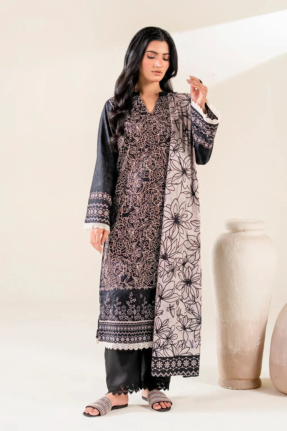 3PC Embroidered Unstitched Lawn Suit | KL-3781 Embroidered KHAS STORES 