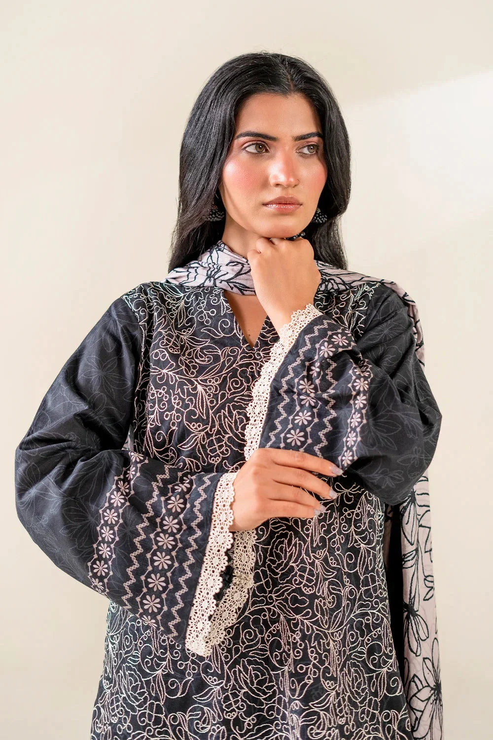 3PC Embroidered Unstitched Lawn Suit | KL-3781 Embroidered KHAS STORES 