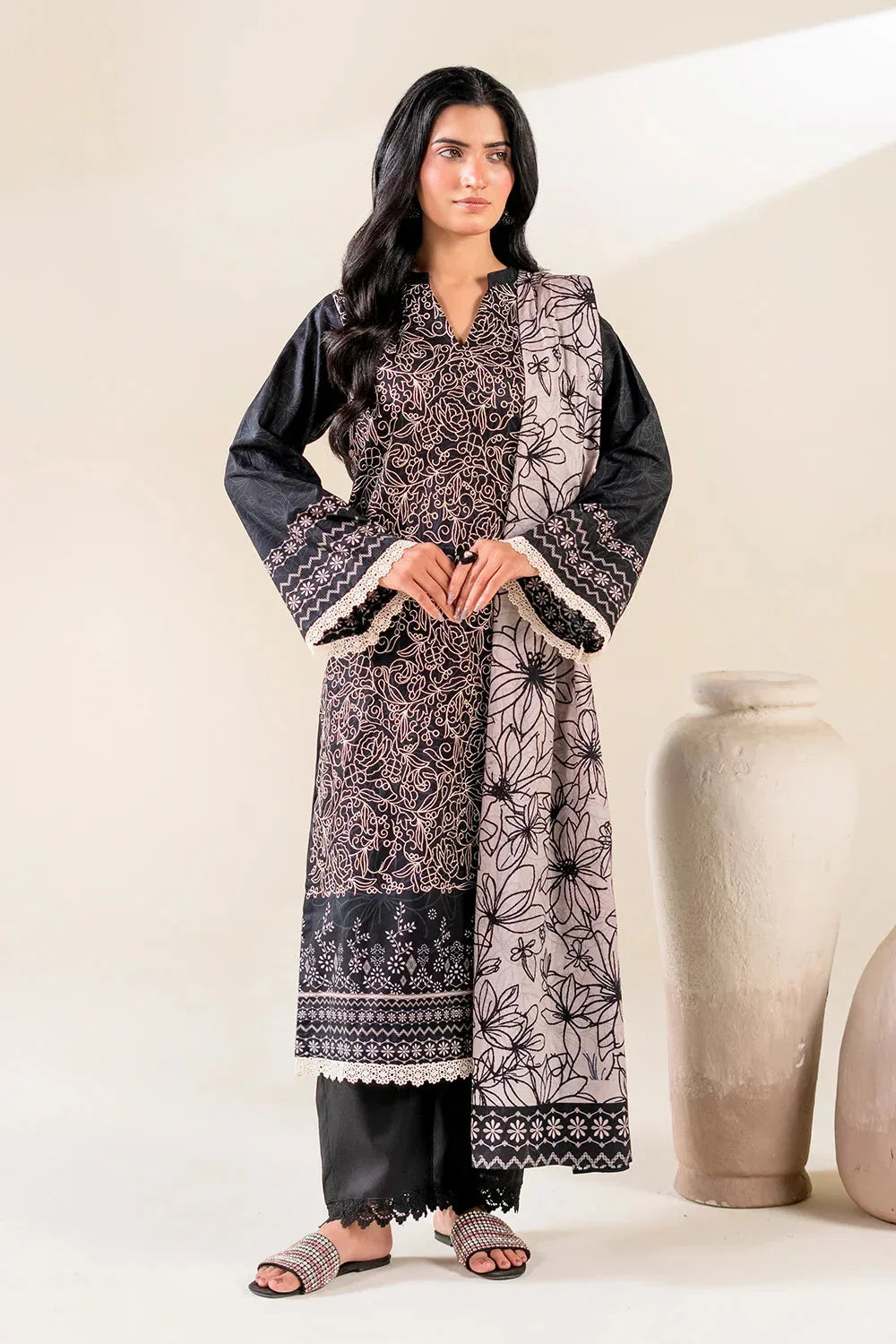 3PC Embroidered Unstitched Lawn Suit | KL-3781 Embroidered KHAS STORES 