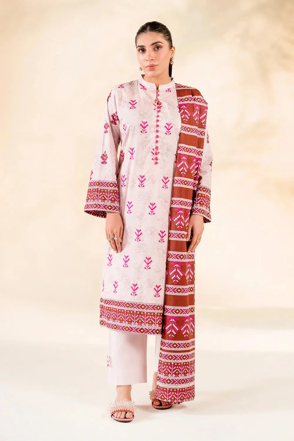3PC Embroidered Unstitched Lawn Suit | KL-3782 Embroidered KHAS STORES 