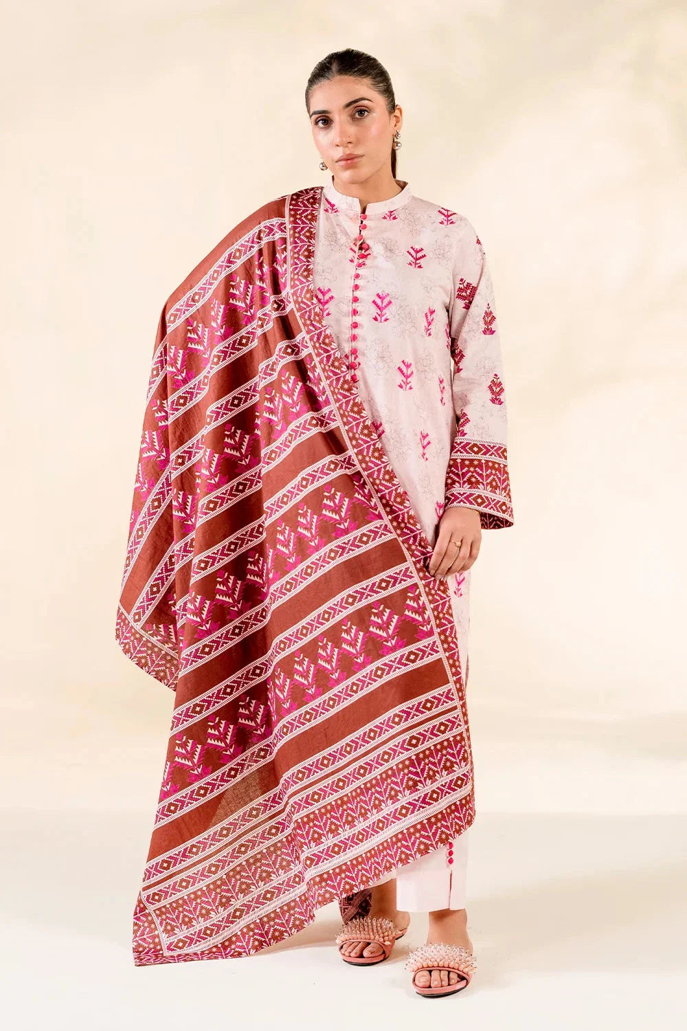 3PC Embroidered Unstitched Lawn Suit | KL-3782 Embroidered KHAS STORES 