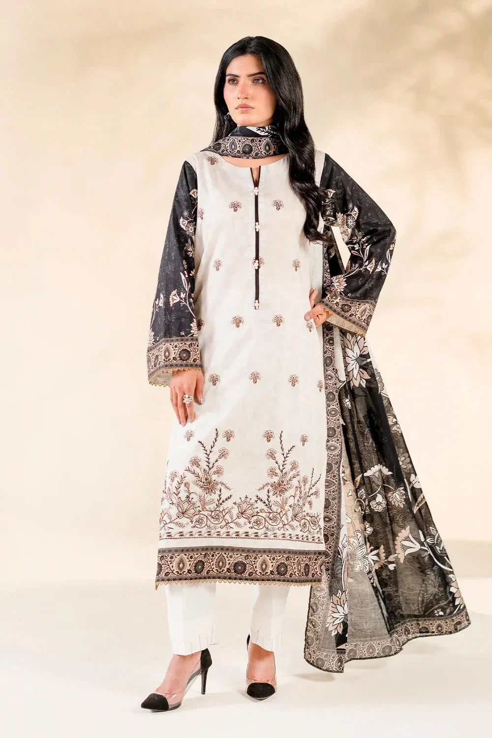3PC Embroidered Unstitched Lawn Suit | KL-3783 Embroidered KHAS STORES 