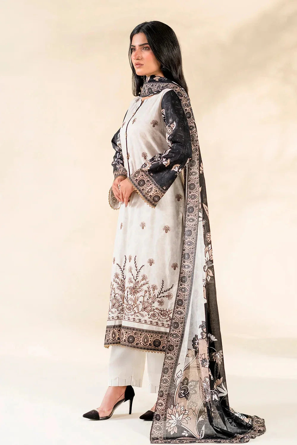 3PC Embroidered Unstitched Lawn Suit | KL-3783 Embroidered KHAS STORES 