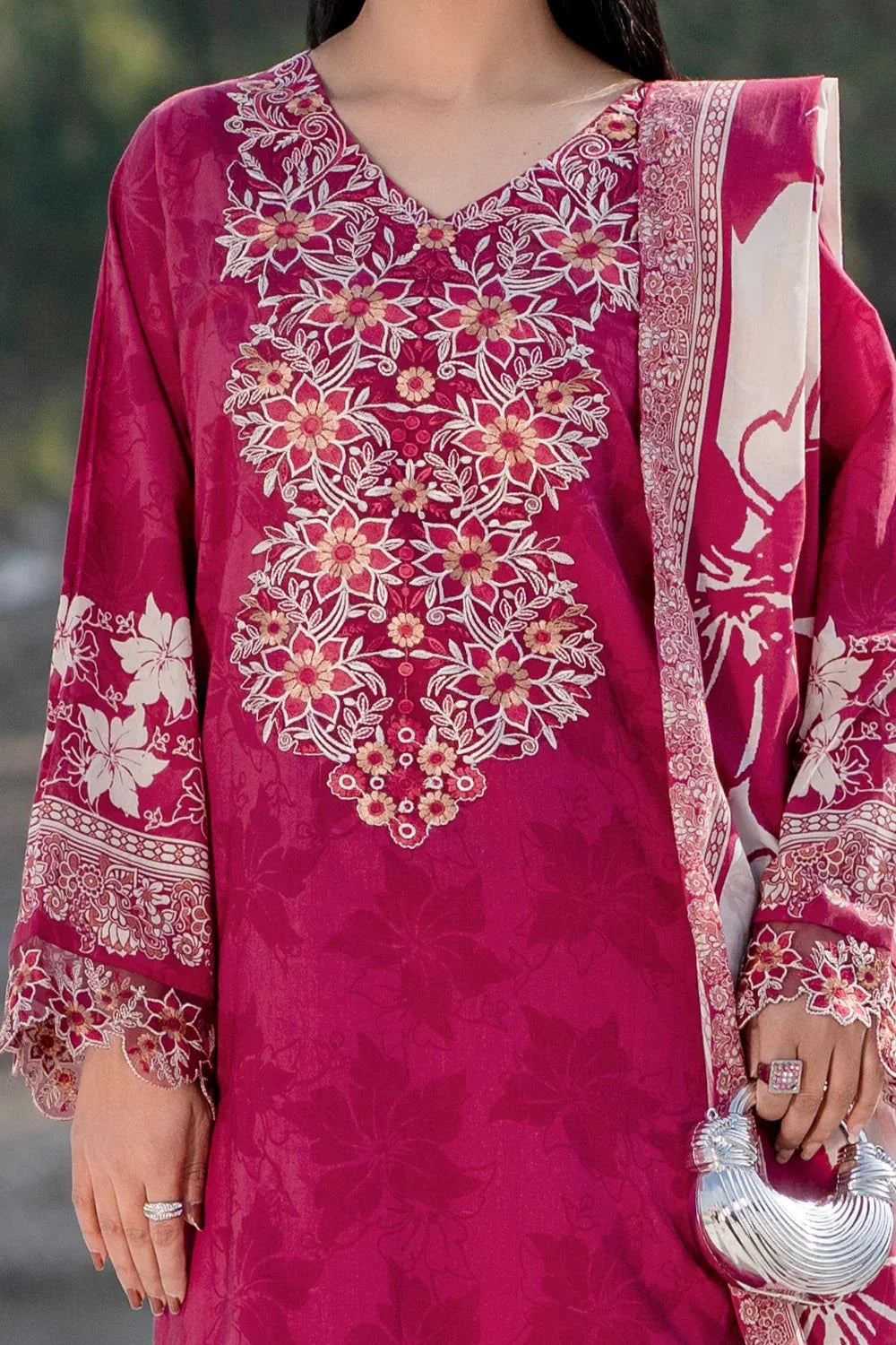 3PC Embroidered Unstitched Lawn Suit | KL-3784 Embroidered KHAS STORES 