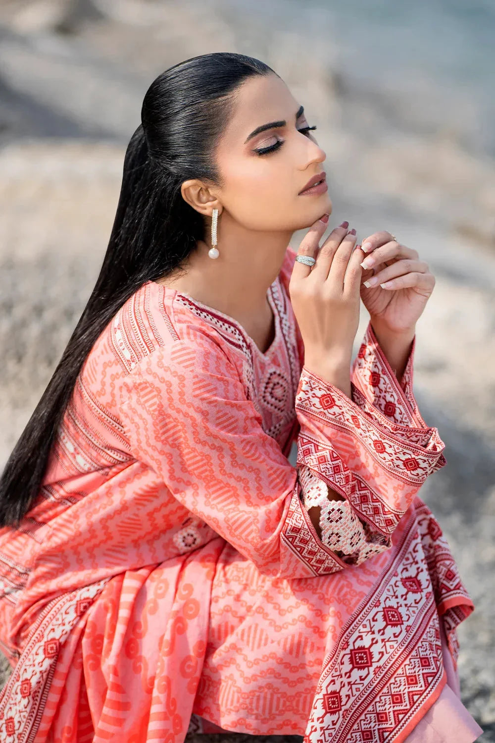 3PC Embroidered Unstitched Lawn Suit | KL-3785 Embroidered KHAS STORES 
