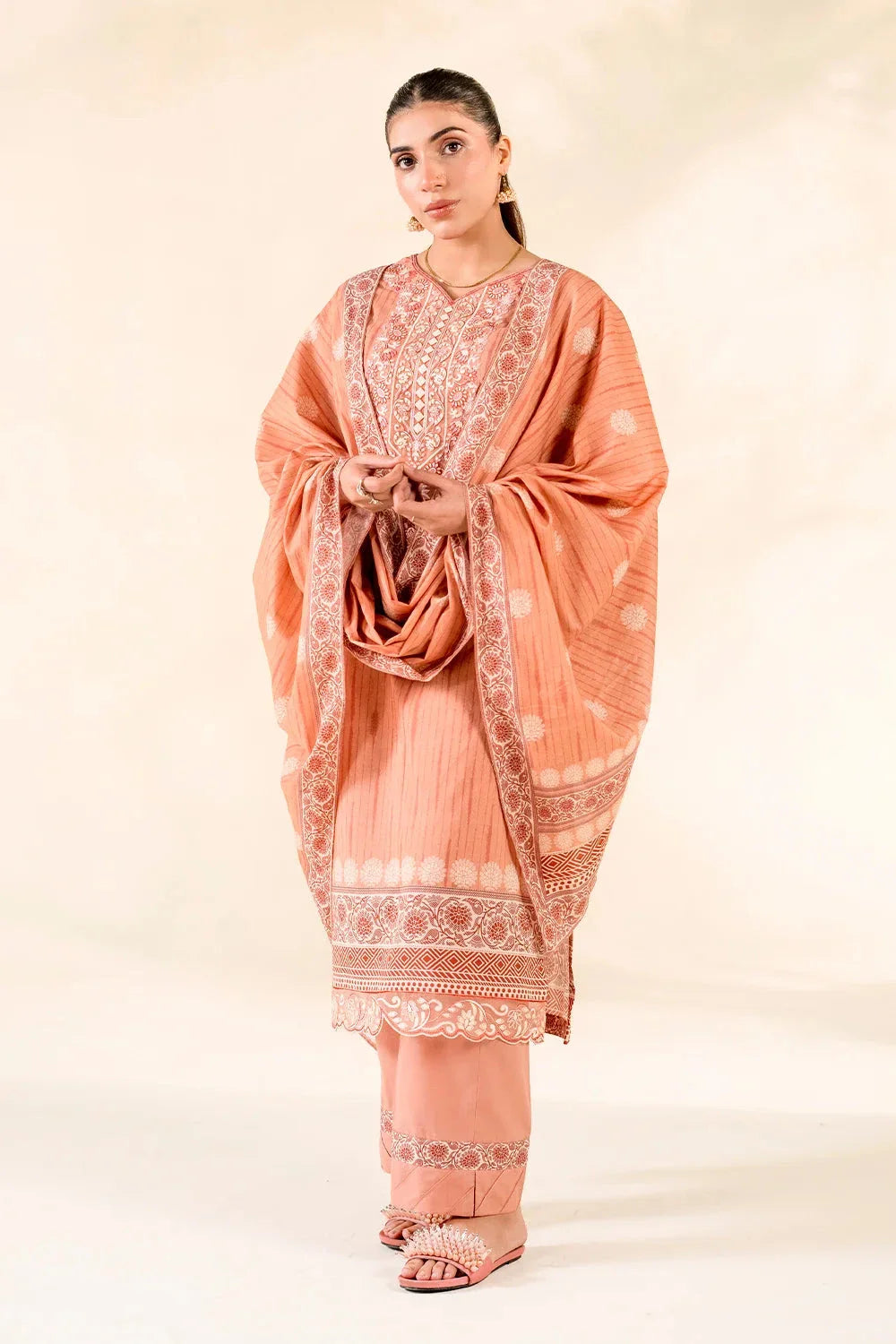 3PC Embroidered Unstitched Lawn Suit | KL-3786 Embroidered KHAS STORES 