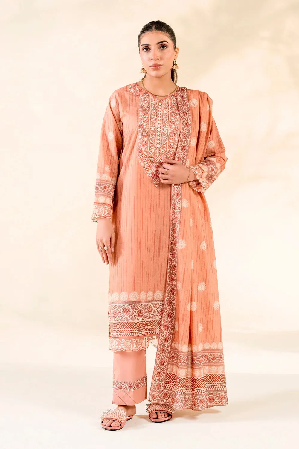 3PC Embroidered Unstitched Lawn Suit | KL-3786 Embroidered KHAS STORES 