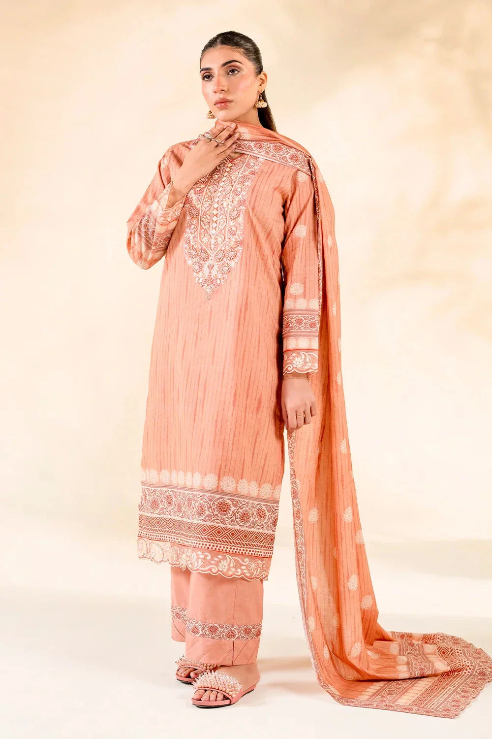 3PC Embroidered Unstitched Lawn Suit | KL-3786 Embroidered KHAS STORES 